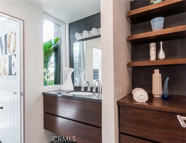 Guest bath cabinetry & garden window