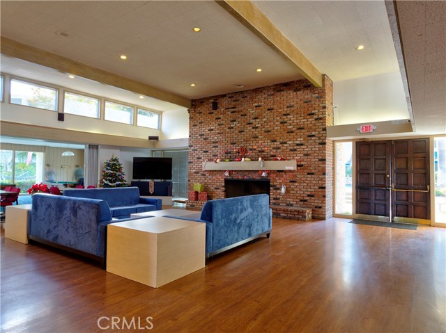 Clubhouse with fireplace and big screen TV