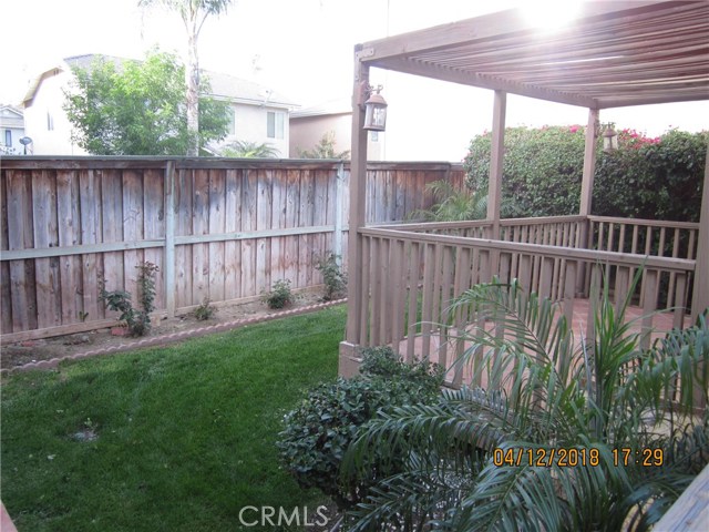 Meticulously maintained landscaping in backyard.