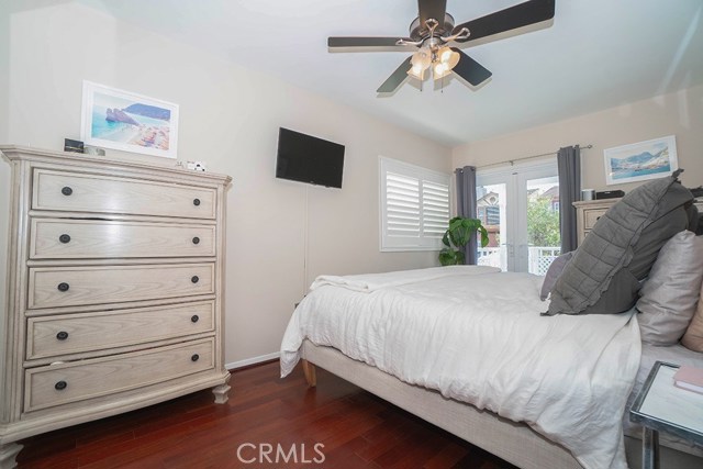 Master-bedroom with view of french doors to front deck area