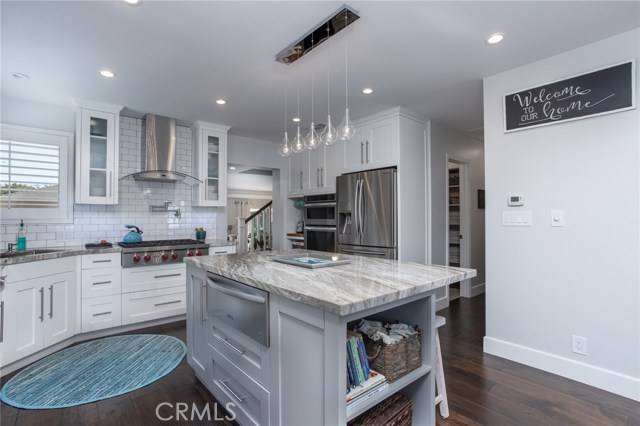 Island with warming drawer and loads of storage.