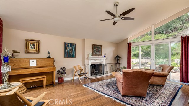 Taken from hallway entrance to living room.  The yard beyond is very green, serene and peaceful.