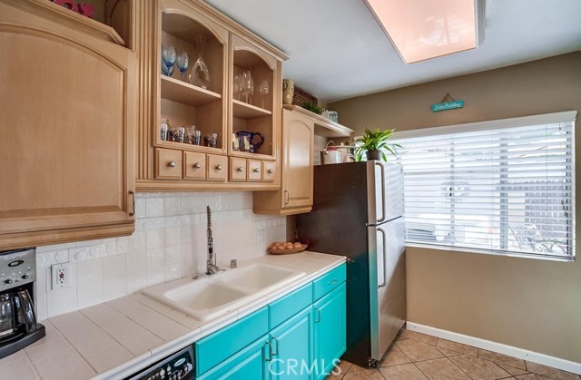 Kitchen has tile flooring