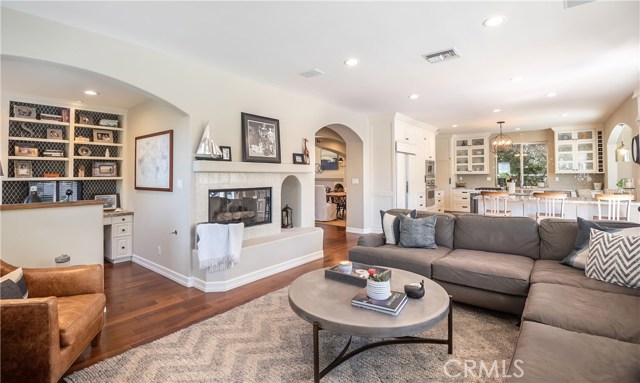 Family room opening to kitchen