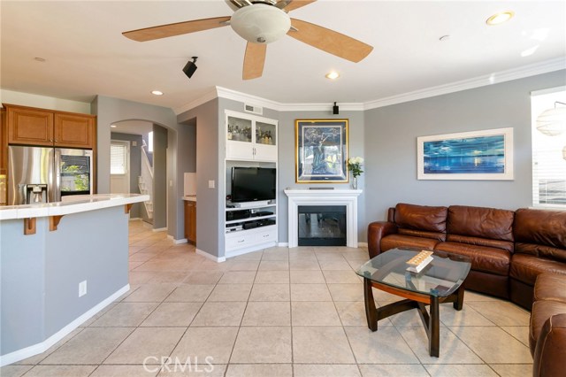 Living room with cozy fireplace