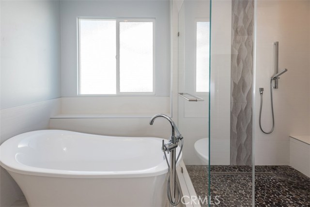Beautiful tub and shower in master suite