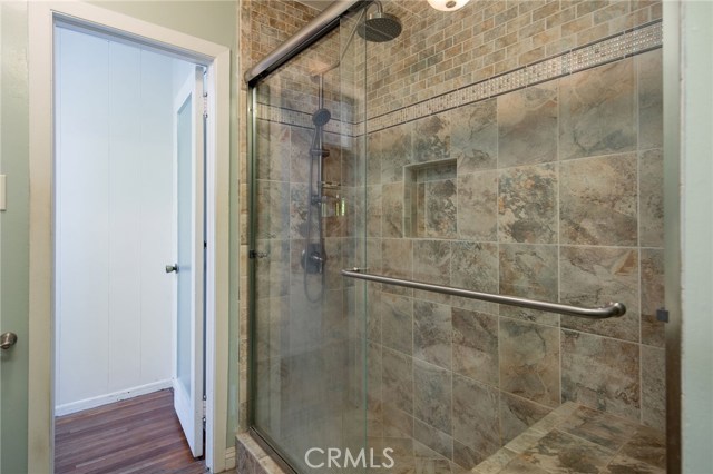 Beautiful large shower in the bathroom.