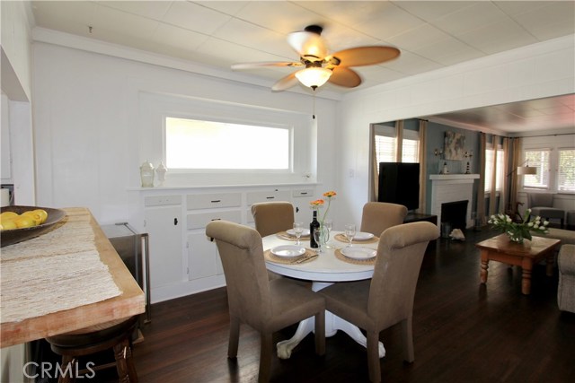 Dining area with built in cabinetry.