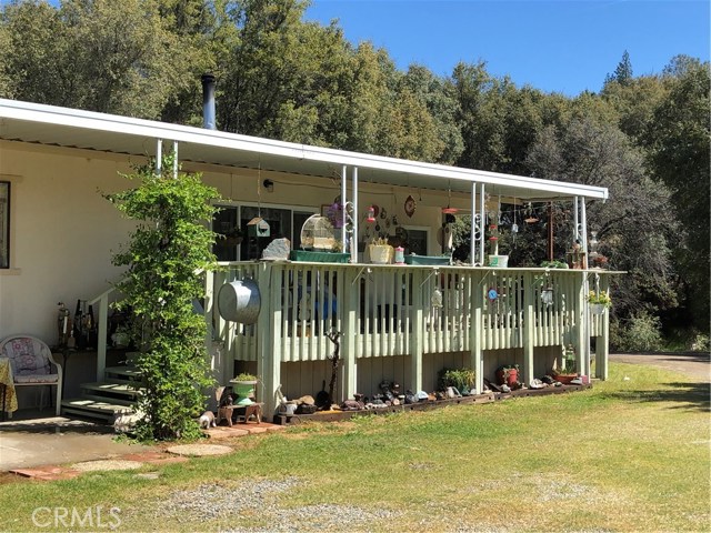 Covered front deck and patio.