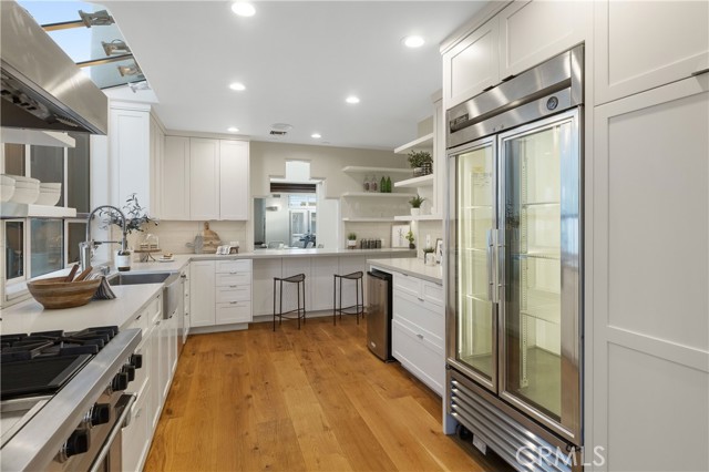 Glass Fridge in kitchen.