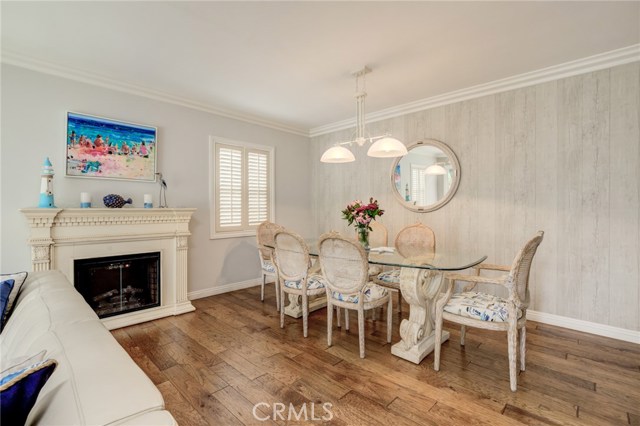Dining area with fireplace