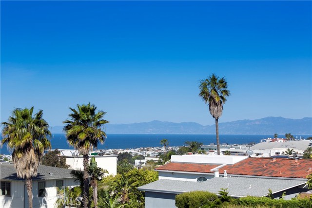 Ocean view toward Point Dume in Malibu from rooftop deck