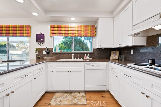 Kitchen with views of the hills and trees.