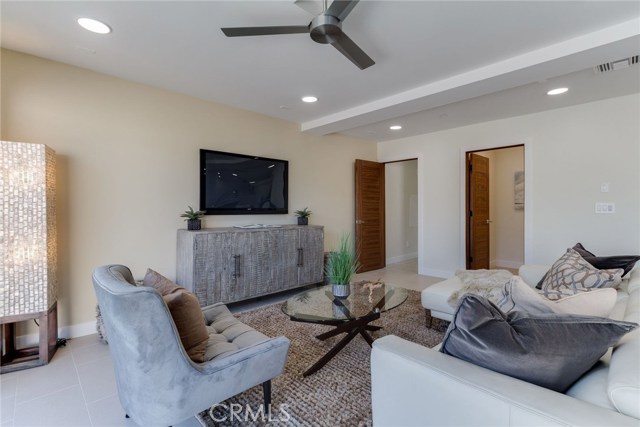  audio-video room is located next to the bathroom.