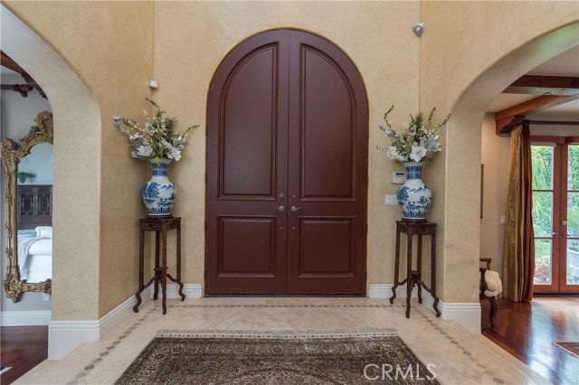 Looking toward the beautiful, tall double door entry.
