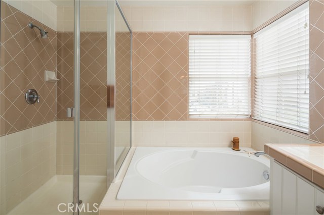 Soaking tub and stall shower in Master bathroom