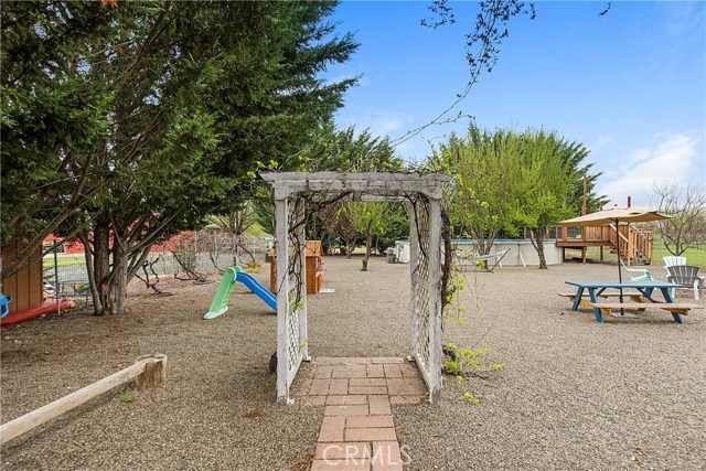 Large fenced area with above-ground pool