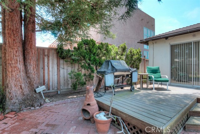 Fully fenced backyard includes your very own Redwood Tree.