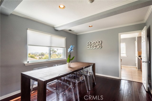 Beautiful ceiling details, recessed lighting and spacious dining area is perfect for entertaining