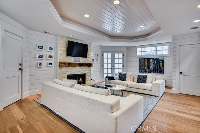 Ample Space in the Living Room with Classic Shiplap Walls