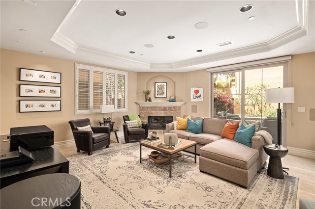 Living room features a fireplace