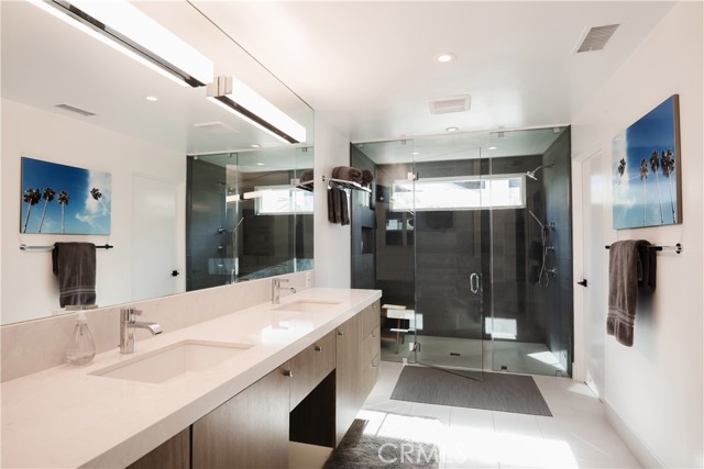 sleek master bedroom with walk in closet (and access to finished attic)