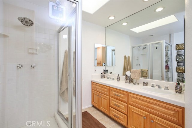 Double sinks and spacious shower