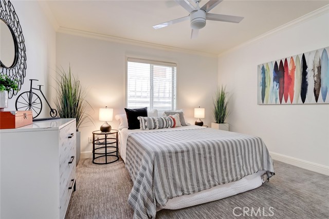 One of three bedrooms on the second level