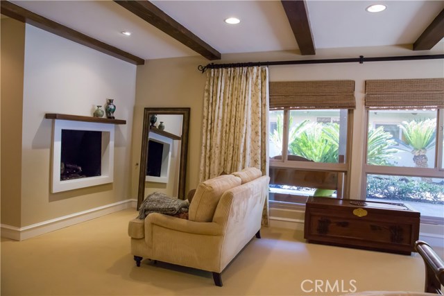 Cozy sitting area with fireplace in the master bedroom