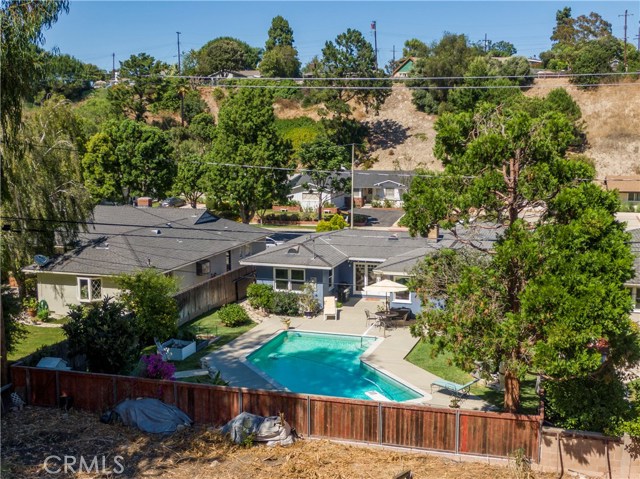 Aerial view from the hills of the property's immense backyard