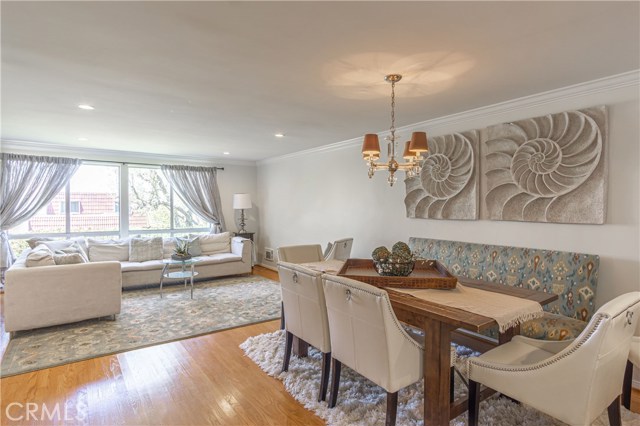 Entertaining space with dining chandelier