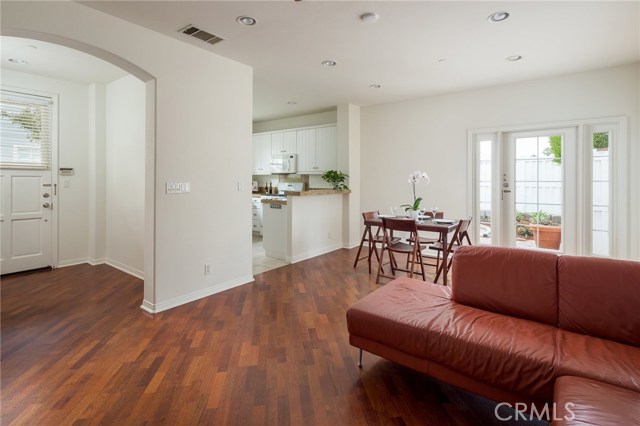 Entry, living room, dining area