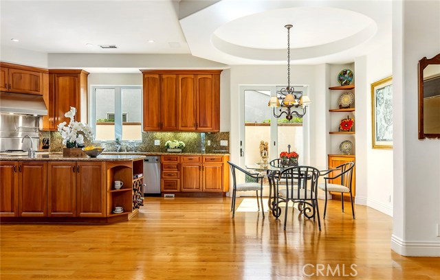 View of open kitchen from the family room.
