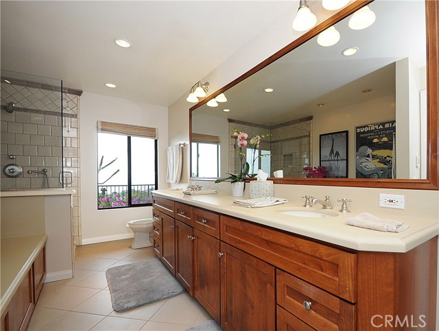 Tastefully done Master Bath enjoys the ocean view.