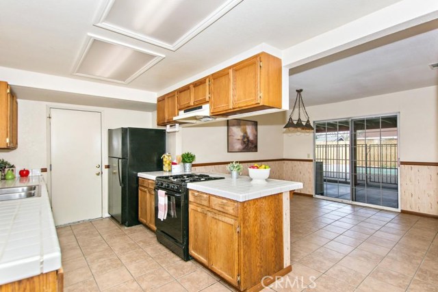 Kitchen open to family/dining area