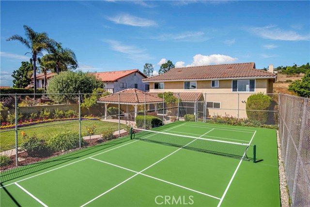 Refinished paddle tennis court