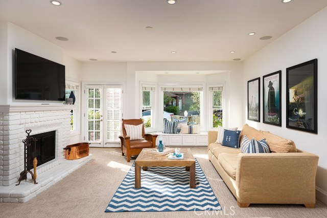 Family room with fireplace