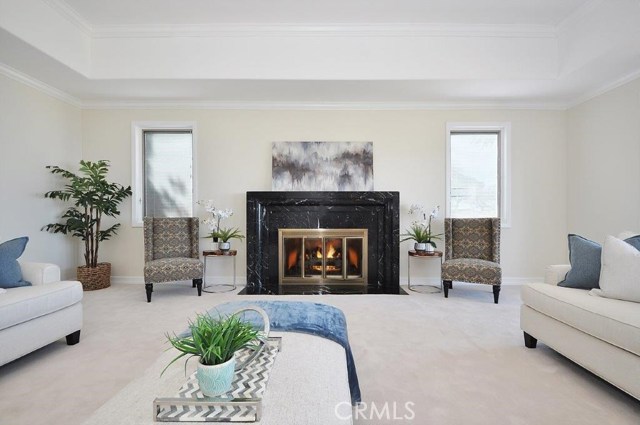 Spacious Living Room with Fireplace