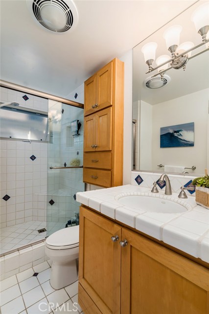 The bathroom attached to the master, downstairs.