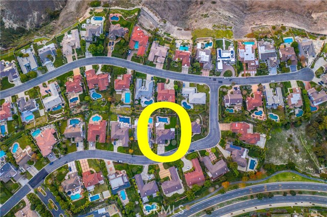 Another aerial view from above.  50 Santa Barbara is circled in yellow.