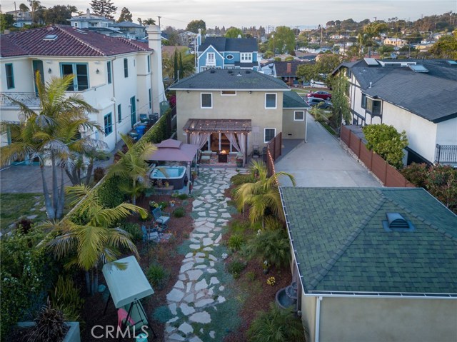 Arial view of lower backyard.