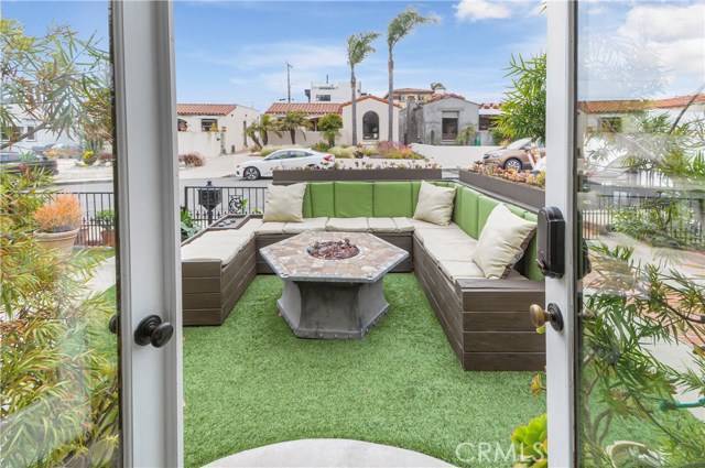 Front yard from dining area through french doors