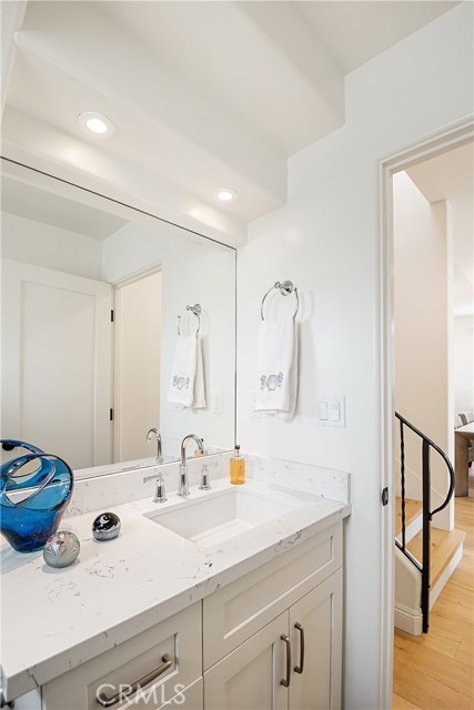 The powder room on the main living level.