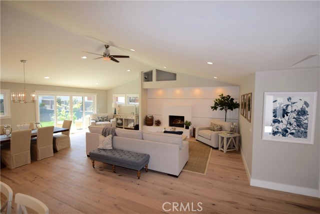 View from kitchen to great room, notice high ceilings