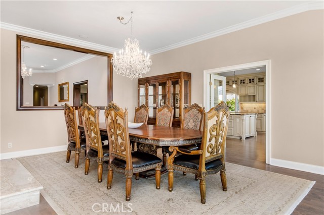 Formal dining room with french door access to kitchen