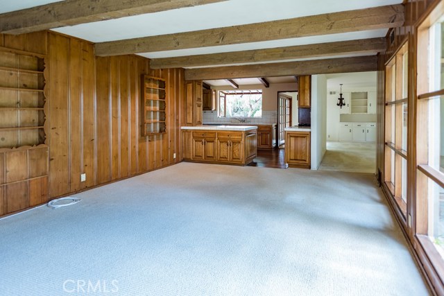 Family room with view to kitchen