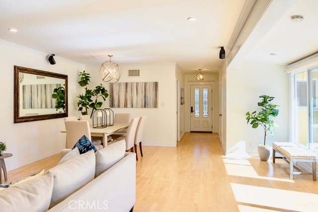 Open layout from the entry overlooking the courtyard patio.