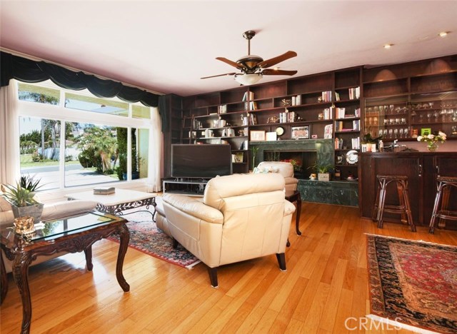 Family Room with Built-ins, Fireplace & Wet Bar