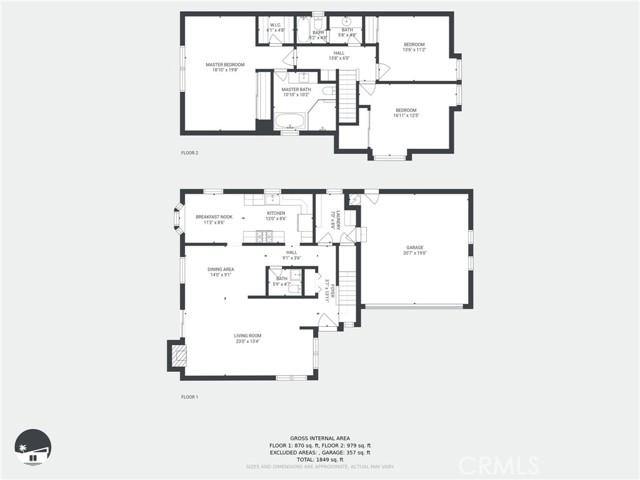 Floorplan with approximate dimensions.