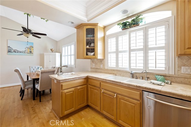 Light and bright kitchen with window shutters